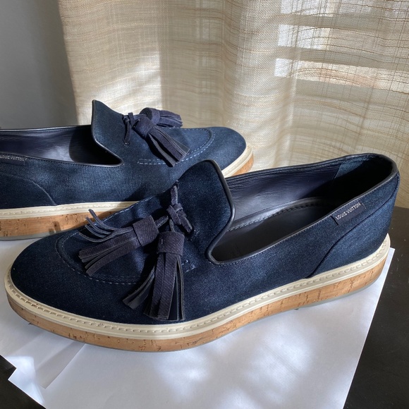 Louis Vuitton denim blue canvas Men’s loafers 9 mens -11womens slip-on moccasins main image 11
